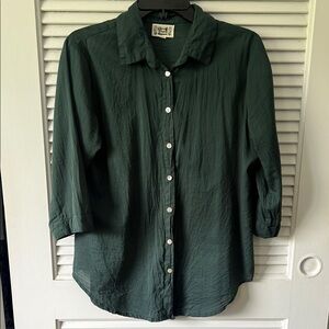 Classic Women's Button-Up Shirt in Dark Green